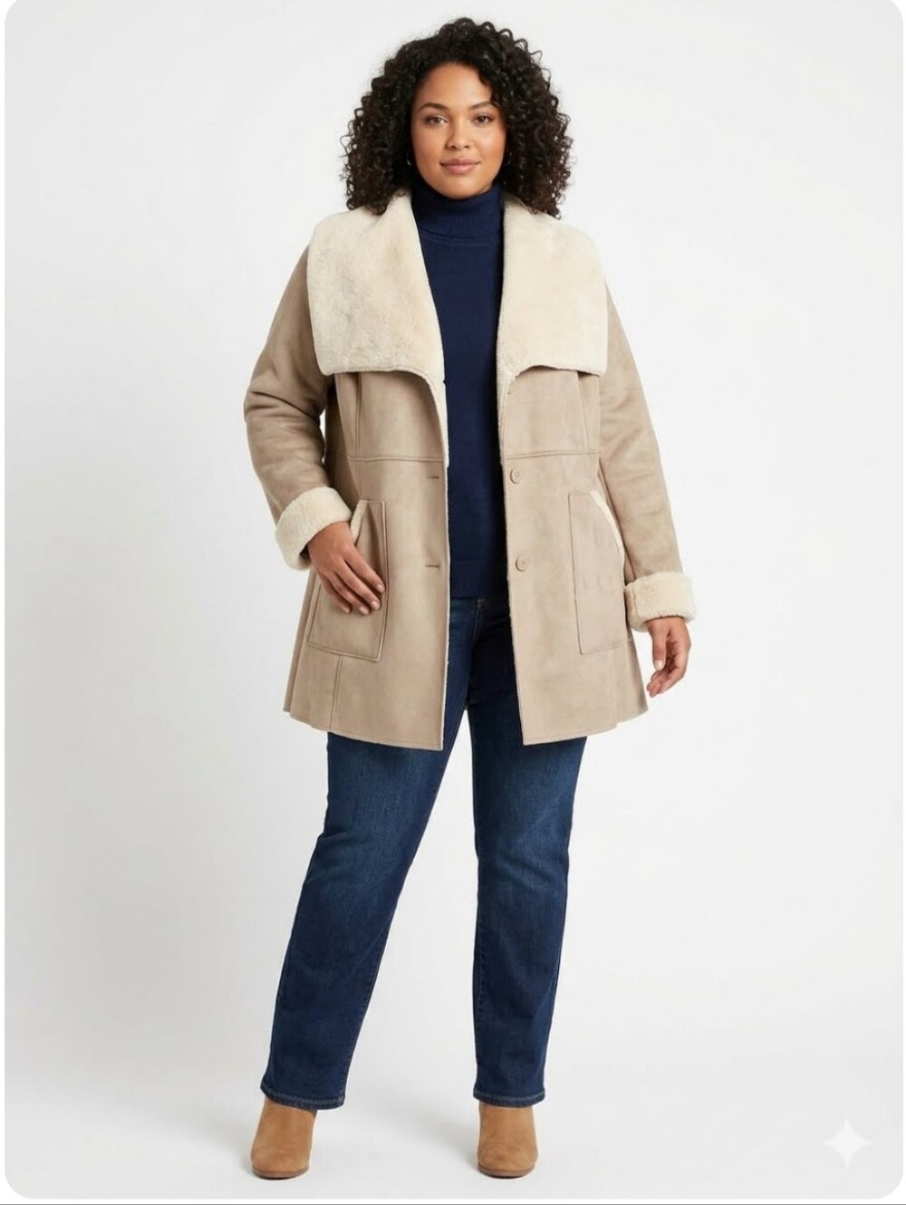 Faux Suede Jacket Signature Collection 2X Sherpa Beige